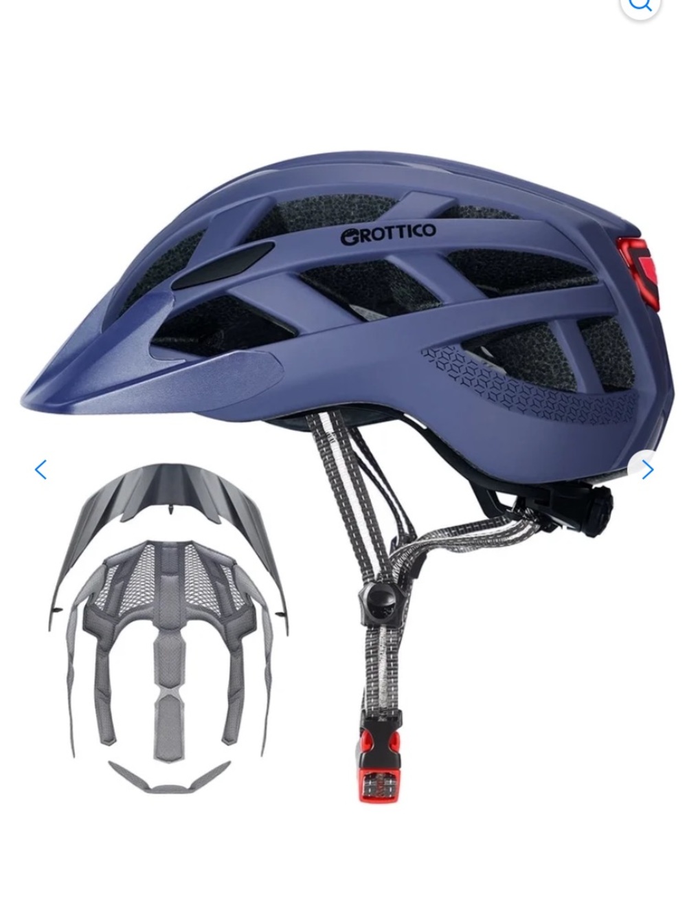 Grottico Matte Navy Bike Helmet with Safety Light (unisex)